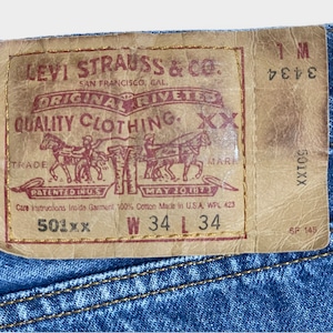 【LEVI'S】90s USA製 501xx デニム ジーパン ジーンズ  ボタンフライ ボタン裏524 エルパソ工場 W34 L34 オールド リーバイス 色落ち 紙パッチ ヒゲ US古着