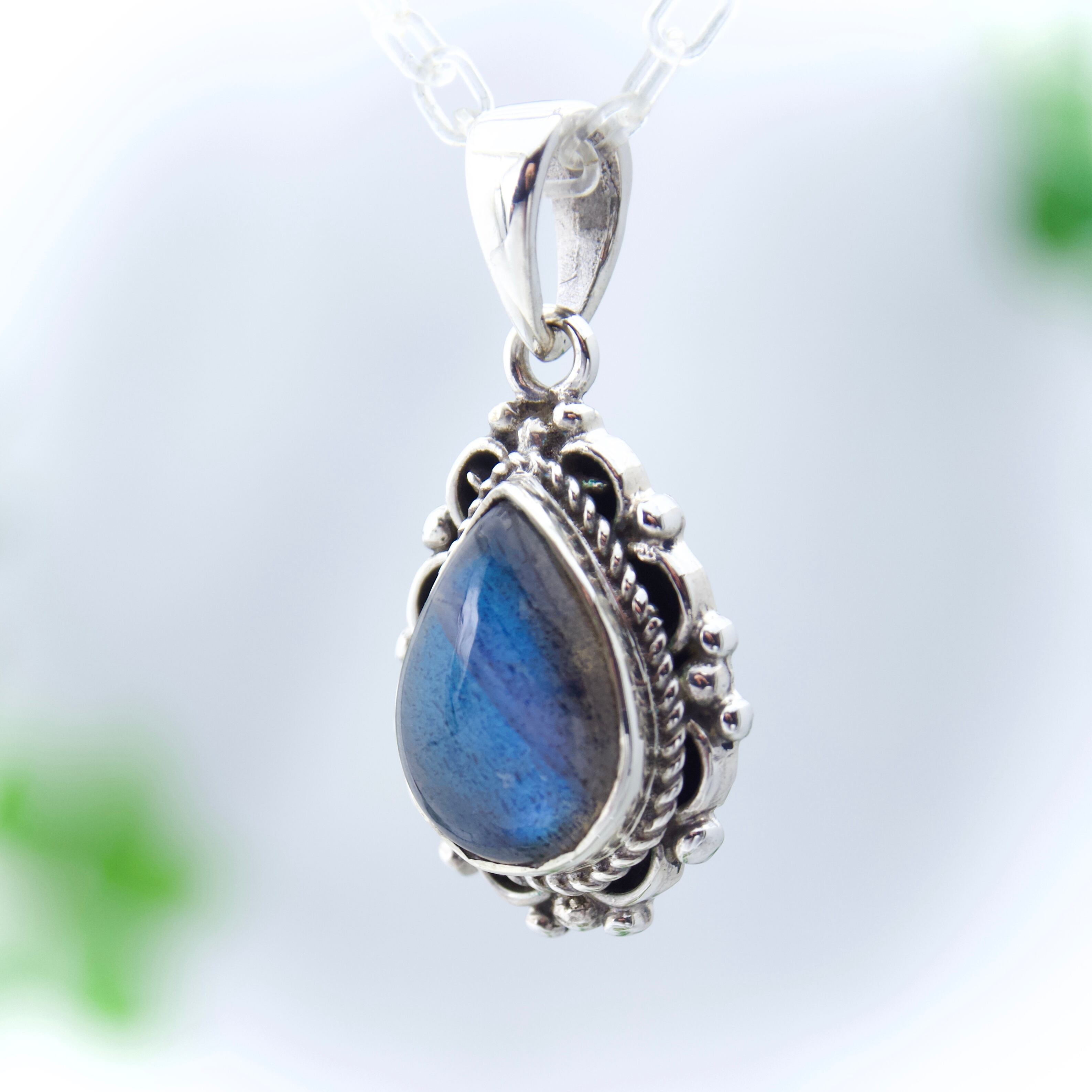 新作・新入荷分 ラブラドライト ペンダント シルバー925 天然石 シルバー925 天然石 ラブラドライト ペンダント ネックレス ロジウム