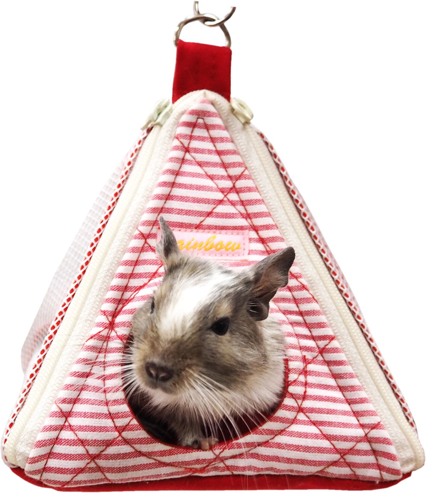 【小動物用品】ミニミニとんがりハウス メッシュ レッド/ラベンダー