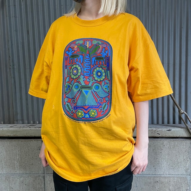 90年代 スーベニア メキシカンアート プリントTシャツ メンズXL相当 