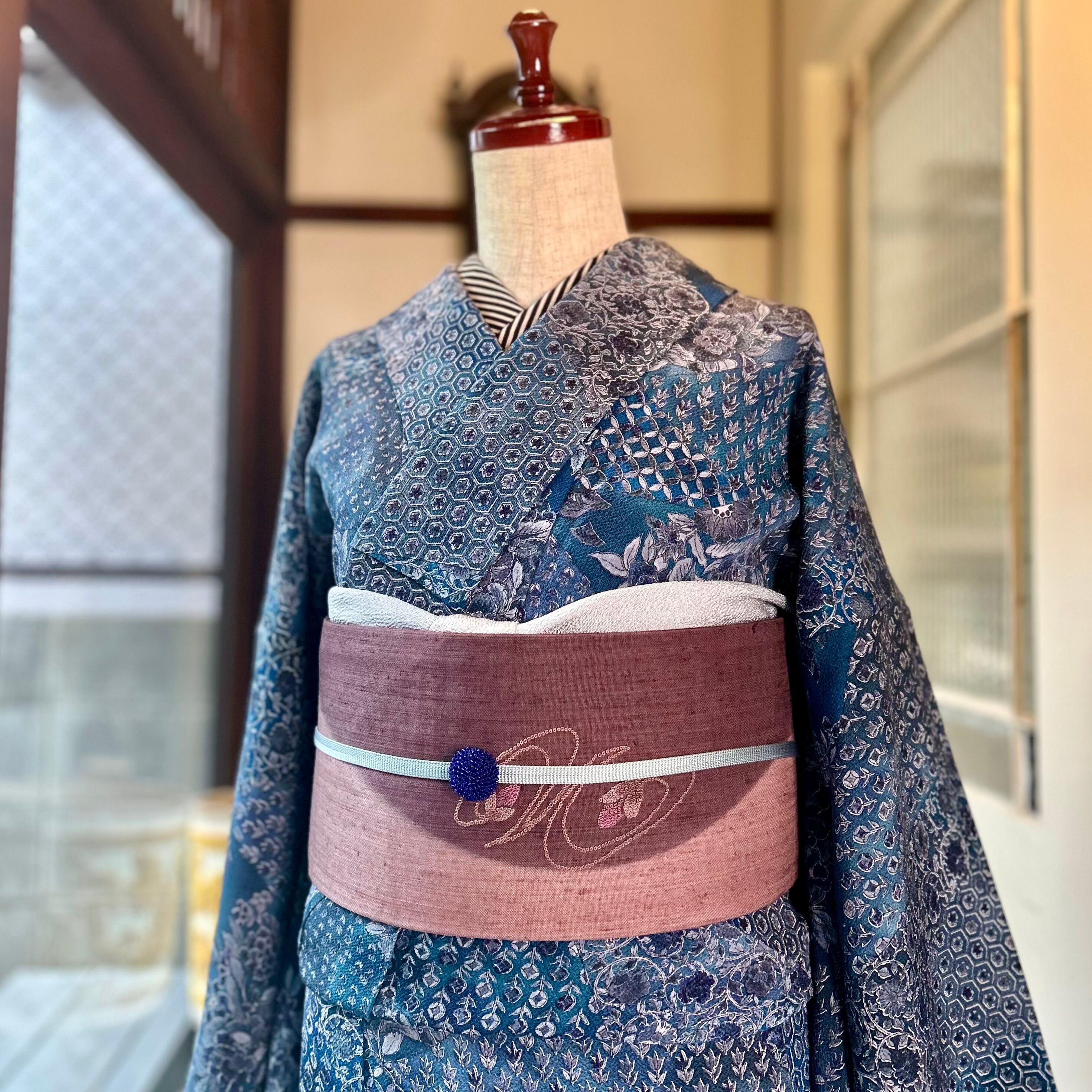 ※専用※正絹 アンティーク着物 絽 小紋 団扇に千鳥紋様 アンティーク着物 | kimono tento