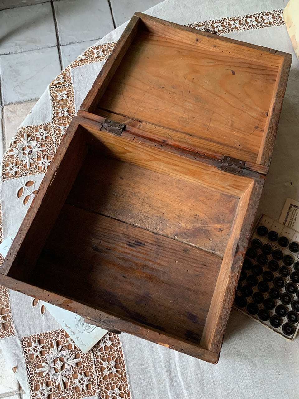 木製 道具箱 木箱 焦げ茶 | Brocante de La Cocotte （フランス