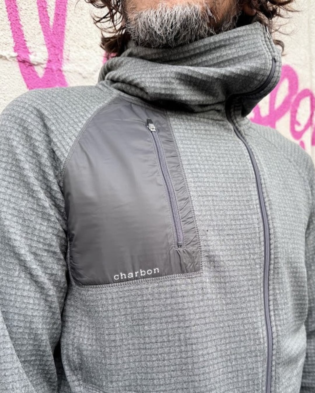 charbon / POLARTEC POWER GRID ZIP UP HOODIE（Gray） | 道がまっすぐ