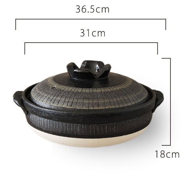 土鍋 10号 6人用 セット 黒十草 直火専用 萬古焼 | みのさらら