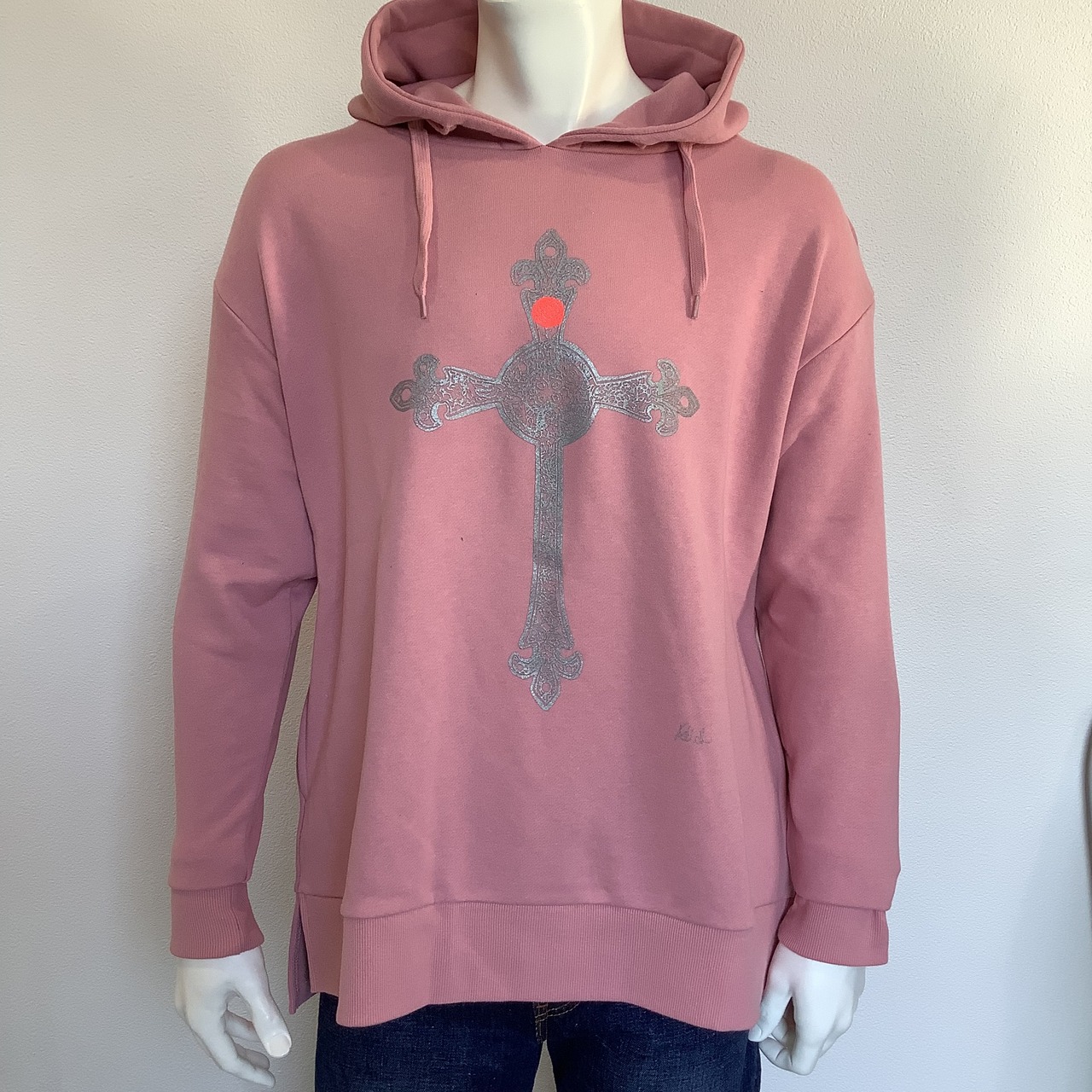 Cross&Rose ( 十字架と薔薇 ) サイドポケット付き パーカー ピンク
