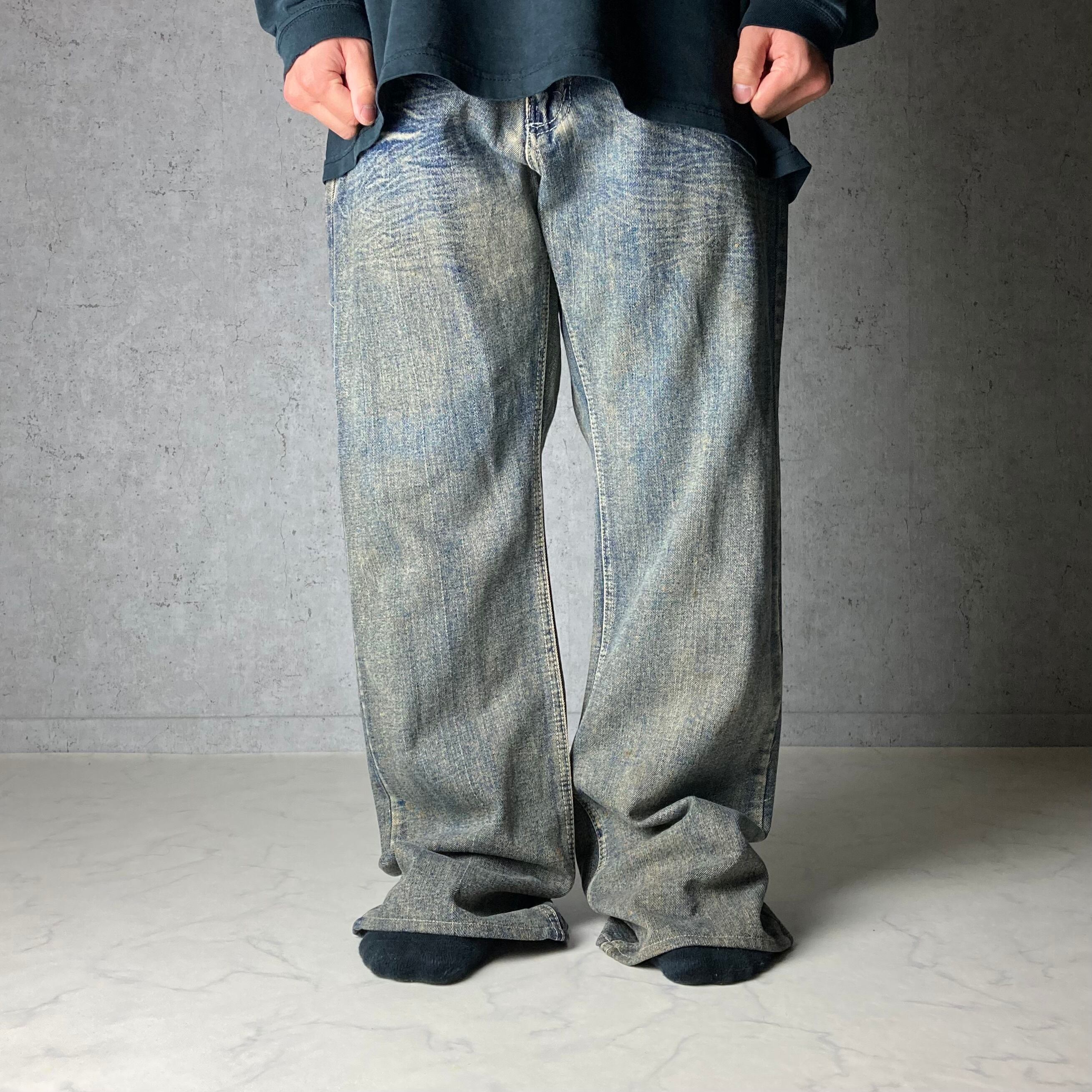 90s~ SEAN JOHN distressed wide denim pants | hanome。