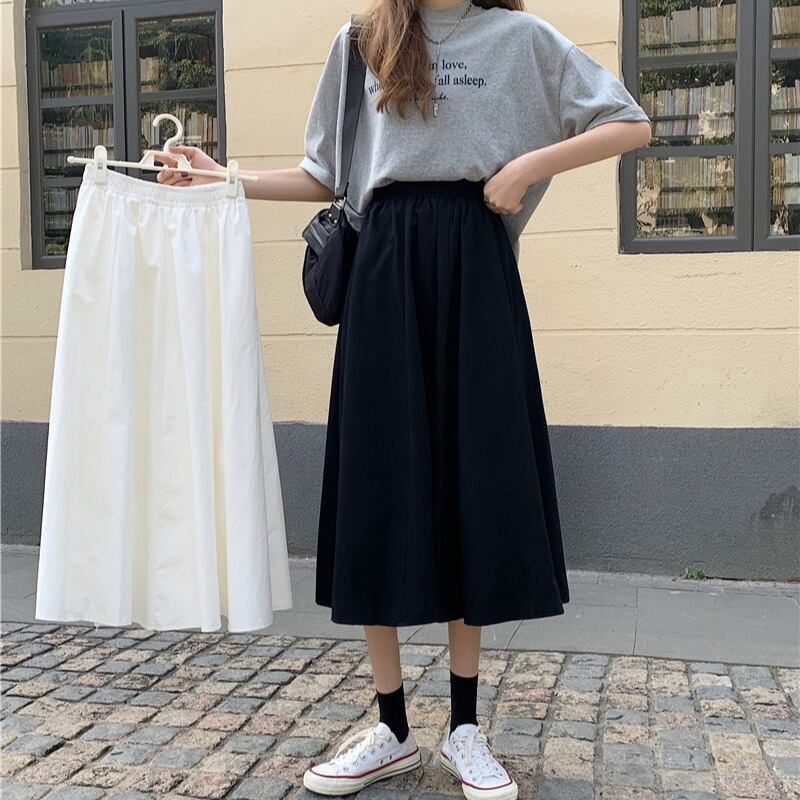 ホワイトスカート サマーハイウェストウェストAラインロング 夏物 YY-ファッション44943745954