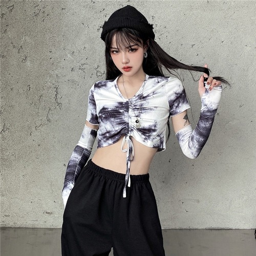 ✞ ♡ギャザーVネックトップス ショートレッドTシャツ 大人女子☆ ステッチ ✞ゴスロリ SM ミリ 甘ロリ クラロリ 和ロリ エレガント 黒ロリ 姫ロリ 華ロリ BB-BB24860414485