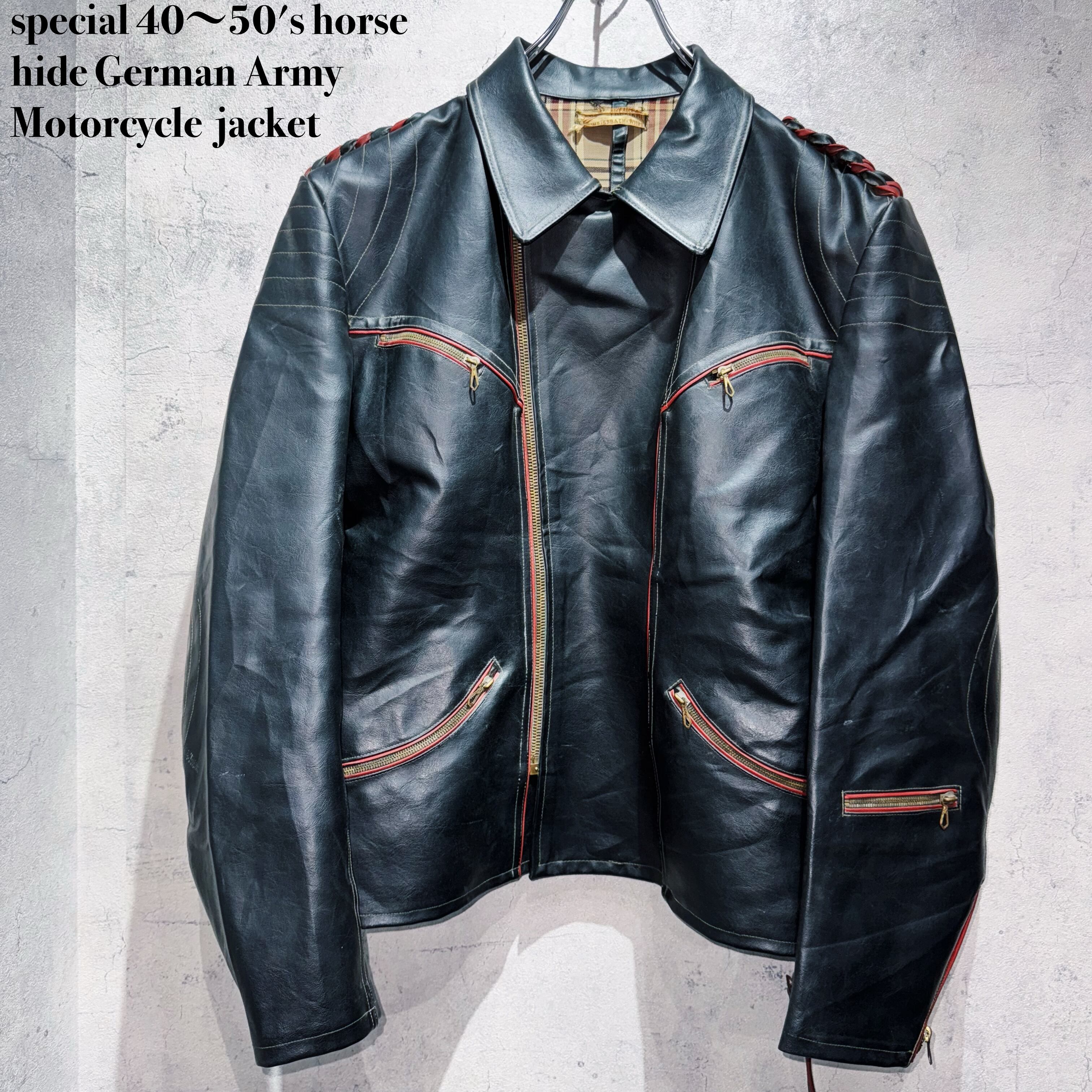 special 40〜50's horse hide German Army Motorcycle jacket