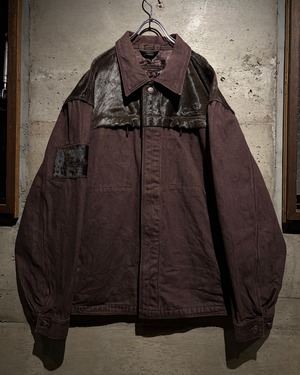 【Caka】“DAVOUCCI” Unborn Calf Switching Vintage Denim Jacket