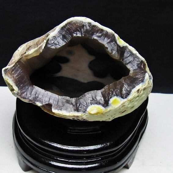 1Kg アゲート ジオード 原石 置物 台座付属 瑪瑙 メノウ 晶洞 一点物 181-4174