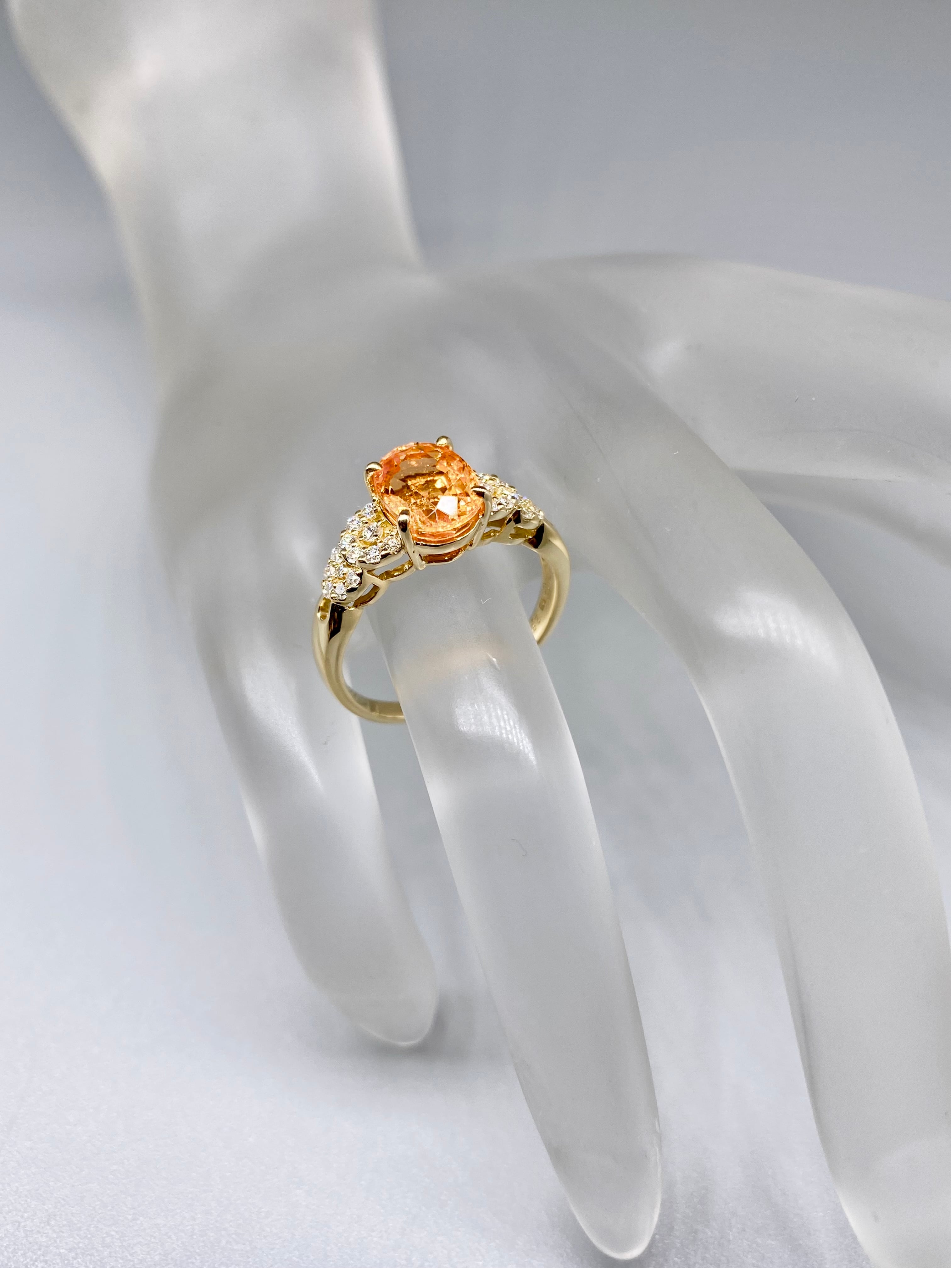 マンダリンガーネット 2.89ct / ダイヤモンド 計0.24ct K18 リング 12