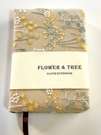 ビンテージリネンの花と木の刺繍布張りノートブック