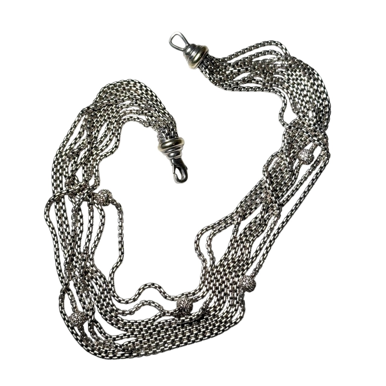 DAVID YURMAN silver × k18 8chain necklace with diamond ball