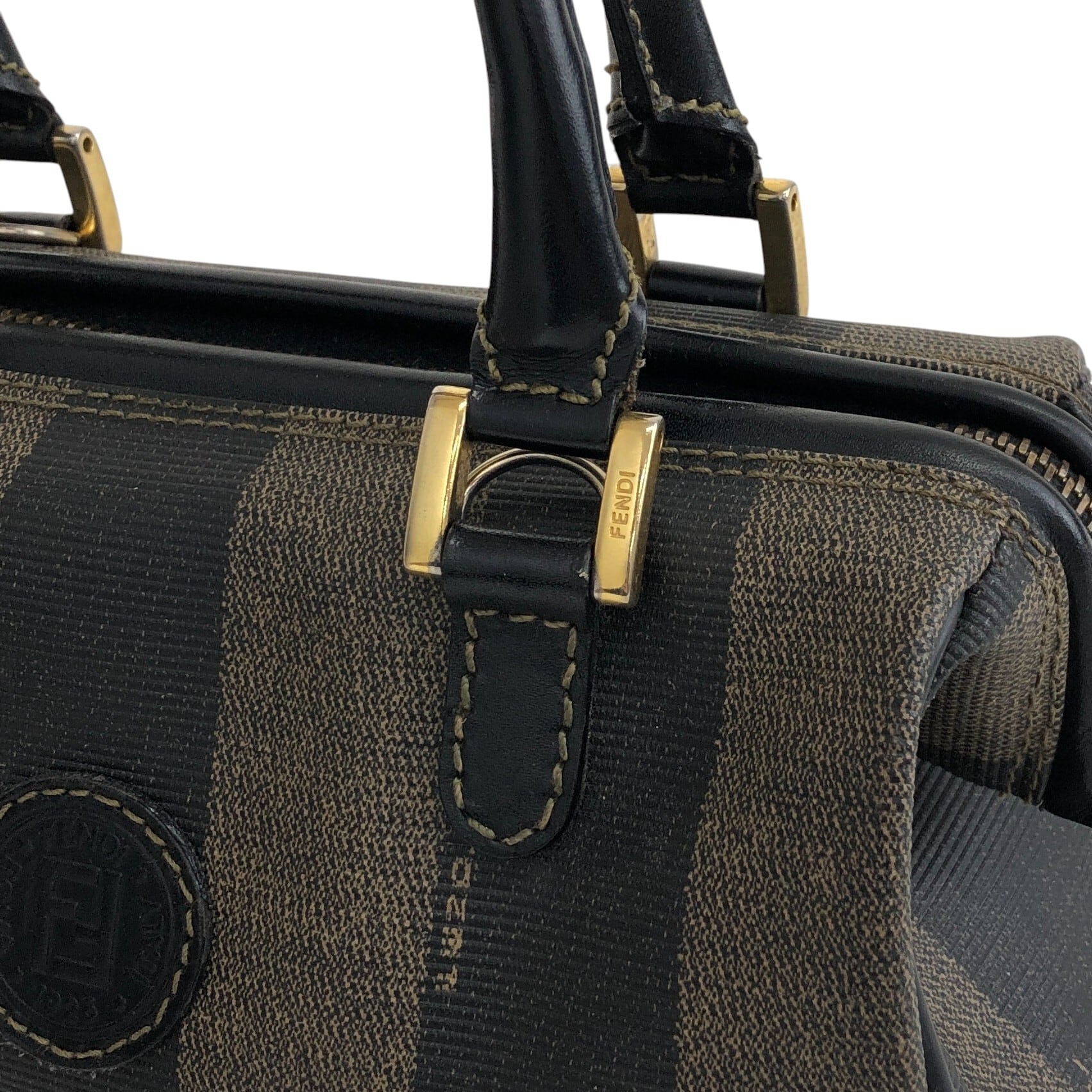 FENDI フェンディ ぺカン ショルダーバッグ ブラウン FFロゴ PVCレザー