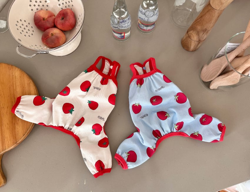 tomato all in one S ~ XL 2color / 犬服 新作 夏 袖なし 可愛い犬の服 ドッグウェア オールインワン  ペット ワンコ服 小型犬 中型犬 猫 ロンパース tsu45