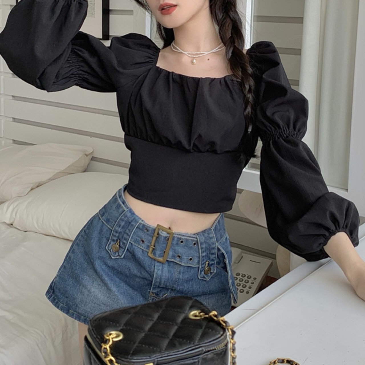 バックリボンブラウス LK773