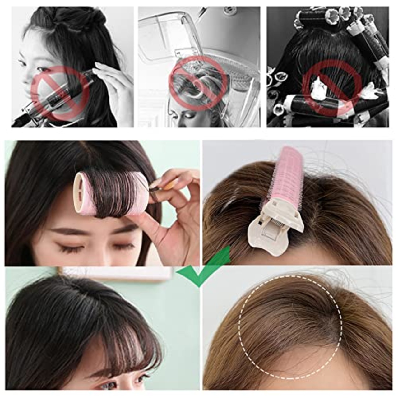 前髪カーラー 太め 手巻きカーラー 前髪ロール マジックカーラー 理髪 くるんと前髪キープ 楕円形 ヘアふんわりカーラー DIY ヘアスタイル 10個