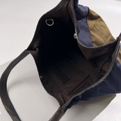 Mademoiselle NON NON マドモアゼルノンノン MARCO MASI マルコマージ レザー切替 ナイロン ハンドバッグ トートバッグ/ネイビー系×カーキ系