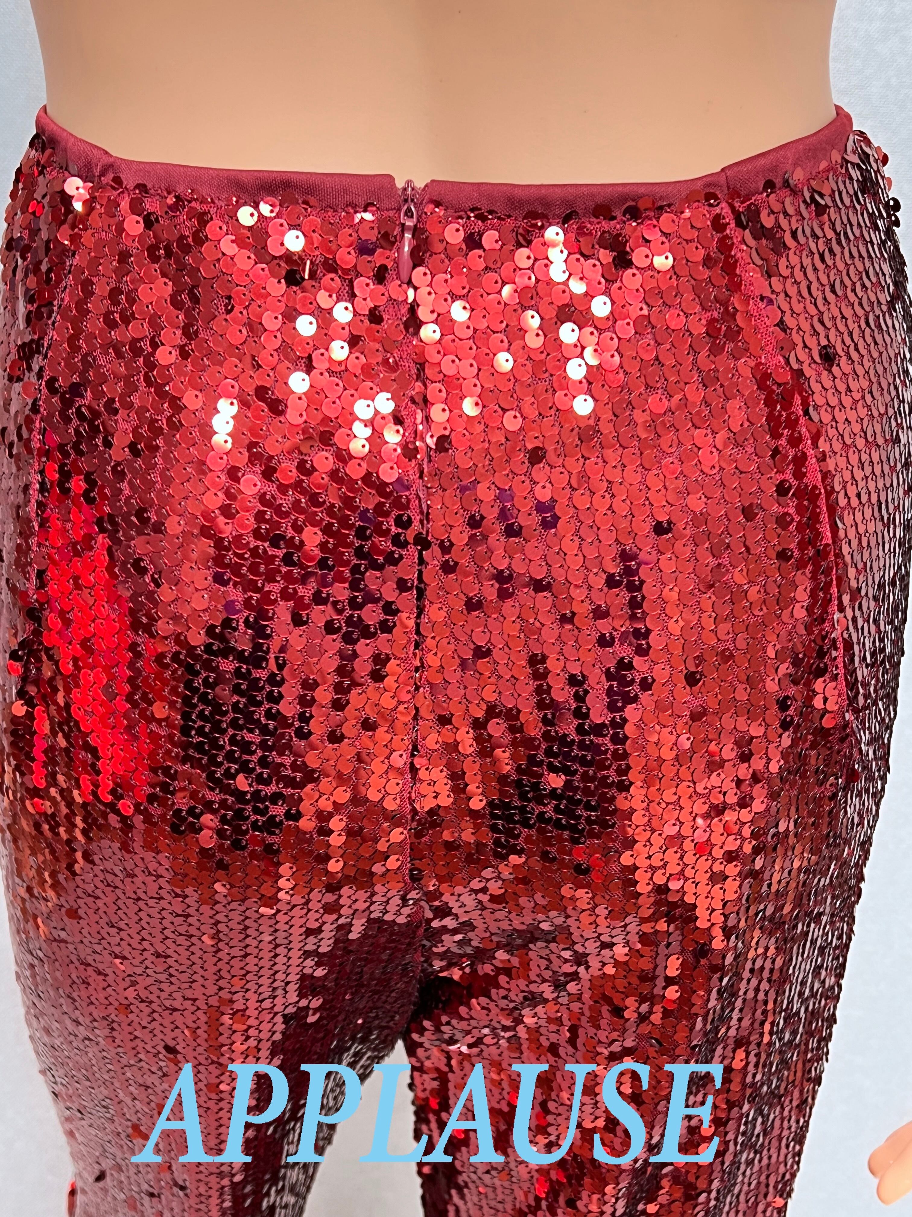 【新着】社交ダンス ドレス　ラテンドレス　バーガンディースパンコールフレアパンツ　L　LA-26-9　 デモ・競技用ドレス　発表会衣装　パーティドレス　ワンピース　舞台衣装