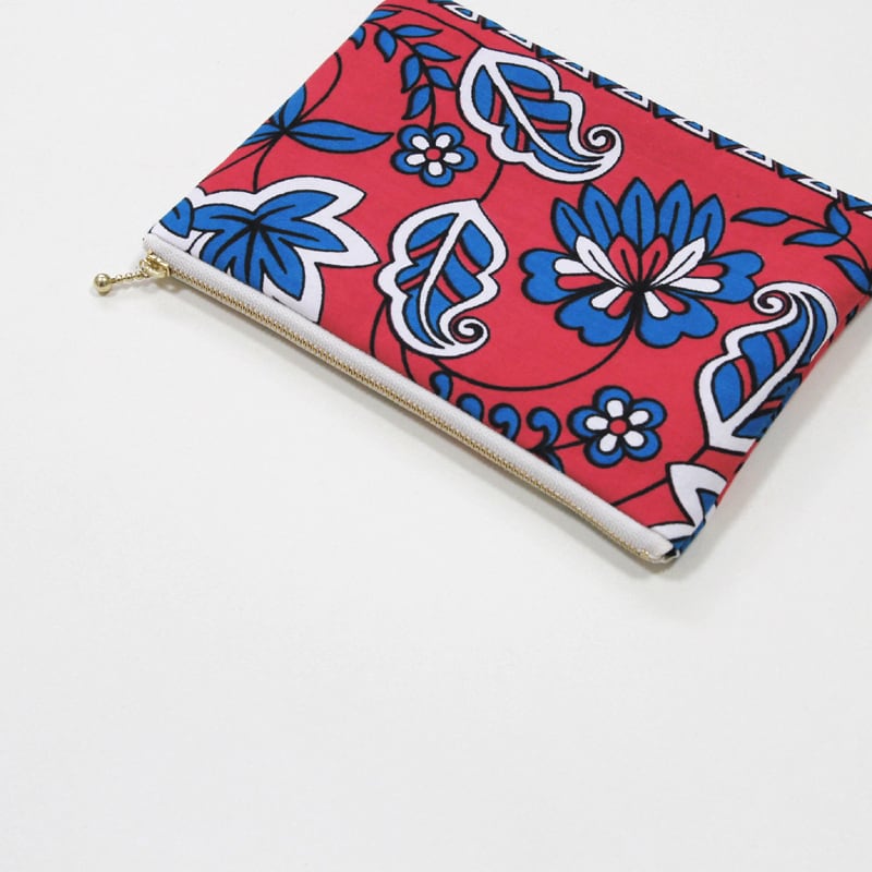 カンガのフラットポーチ（ ボタニカル ）アフリカ布ポーチ | カンガ屋