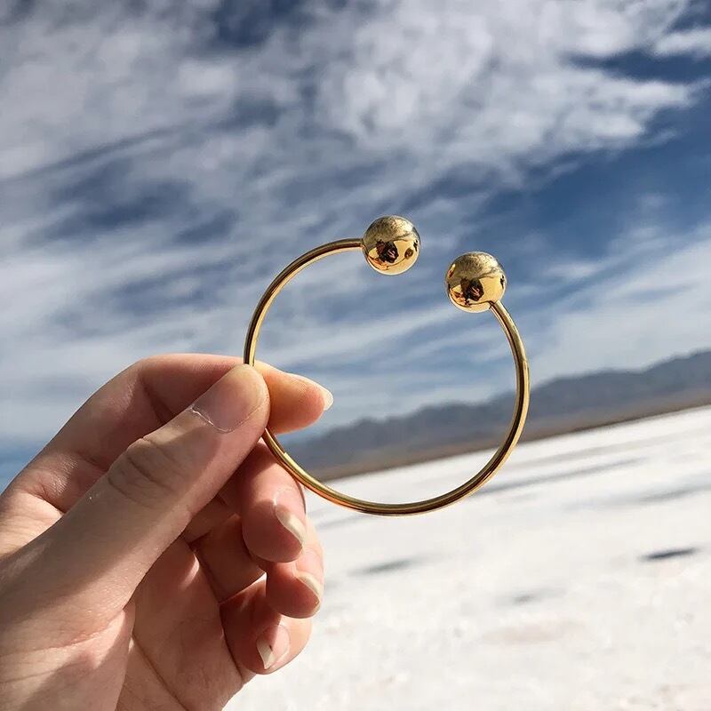 金アレ対応 316L ダブルボールブレスレット (0601)