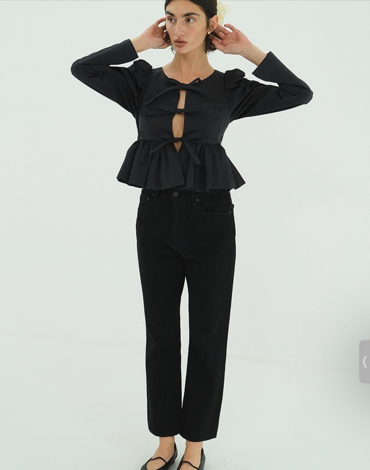 CLANE SHORT PEPLUM RIBBON TOPS