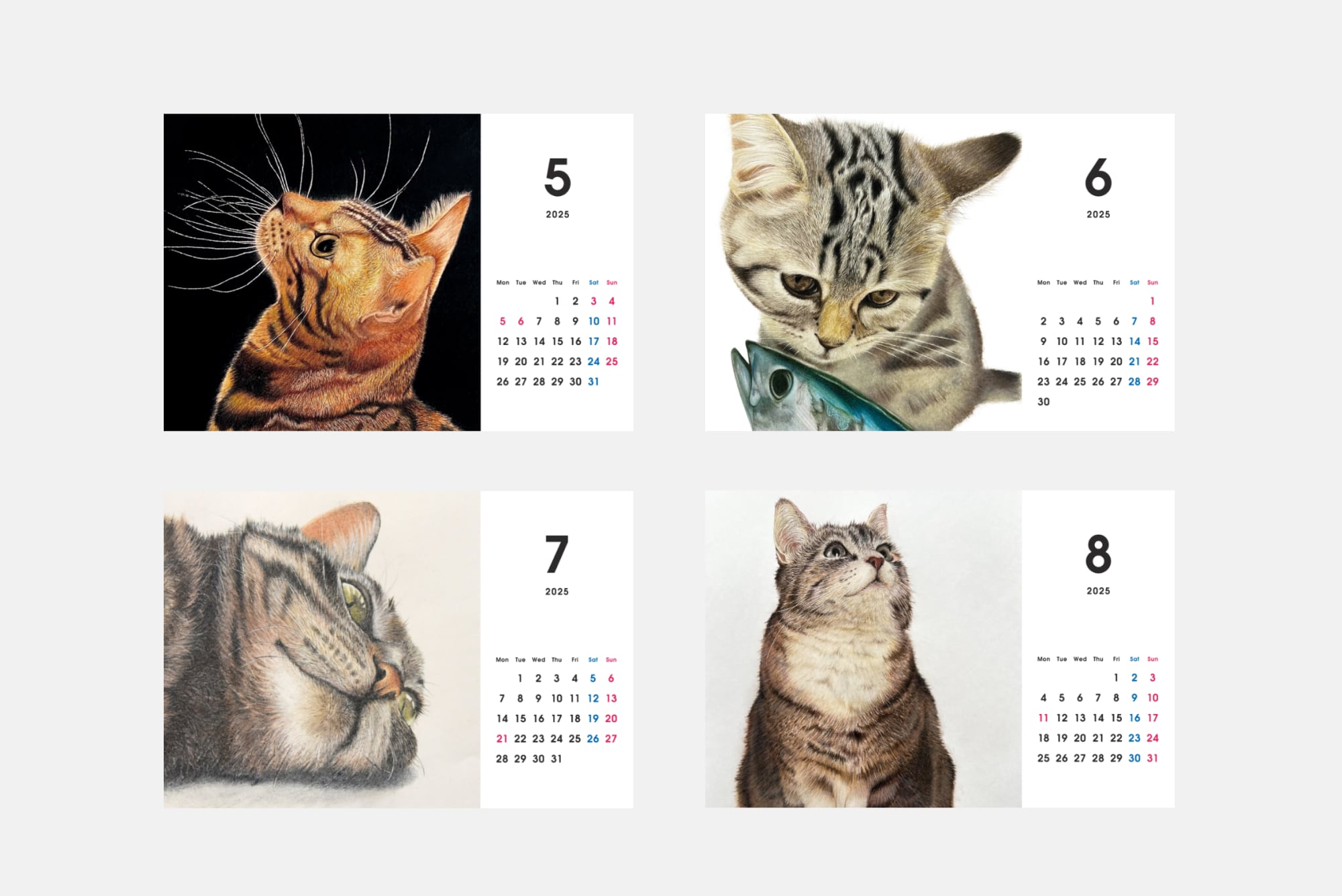 2025年ハガキサイズ卓上カレンダー[プレミアムスタンド]