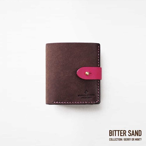 【BITTER SAND】ベルトタイプ 二つ折り財布【ビターブラウン×ビビッドピンク】（在庫あり）