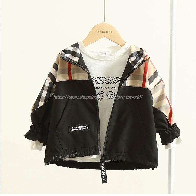 80 140 ジャケット ブルゾン コート ウィンドブレーカー 長袖 チャック柄 男の子 女の子 韓国版 韓国子供服 子供服 Q Toworld キュートワールド 子供服 メール便は何点でも送料の合計は280円