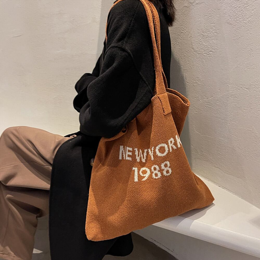 ニット トート バッグ レディース ロゴ 大容量 A4 通勤 通学 大人 かわいい きれいめ おしゃれ カジュアル 肩掛け 軽量 大人可愛い 大人女子