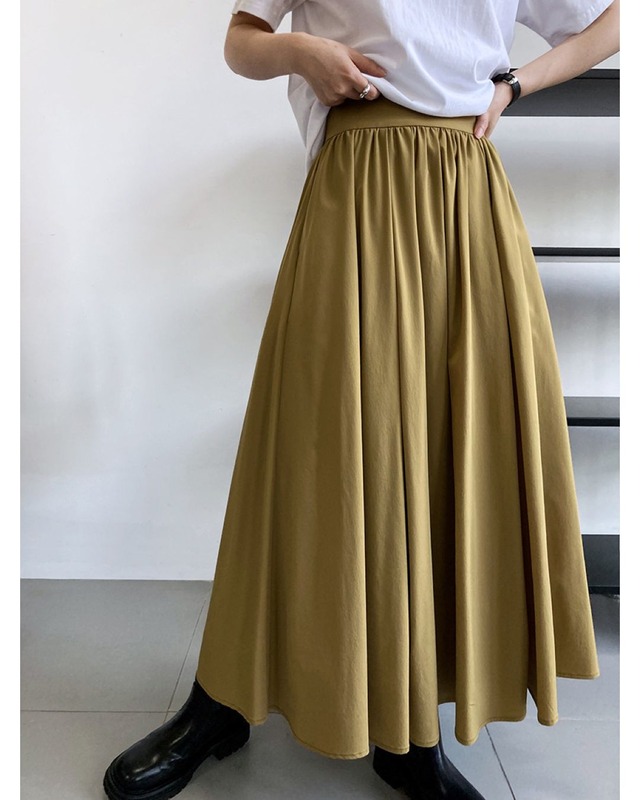 Volume Gather Long Skirt E090