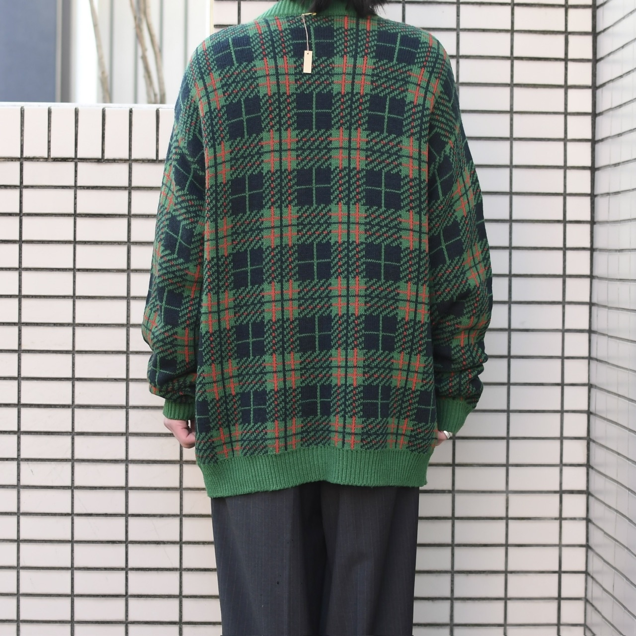 design tartan check cardigan green