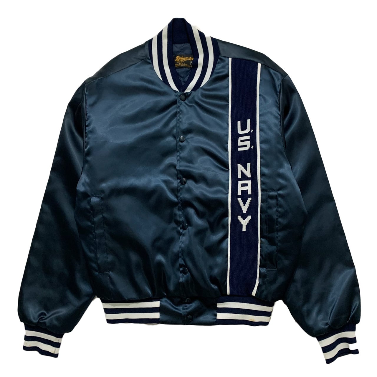 70s黒タグSwingster無地レーシング中綿ベストUSA製 XL紺ネイビー 楽天