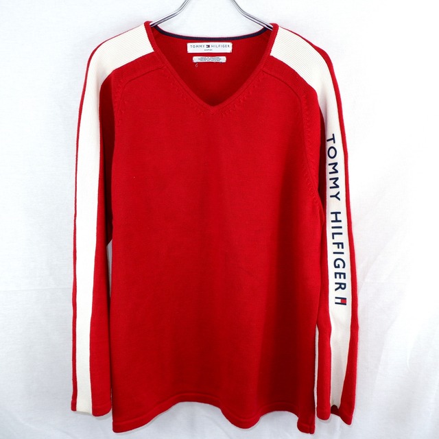 [L] TOMMY HILFIGER Line Sleeve Logo Knit | トミーヒルフィガー ニット 