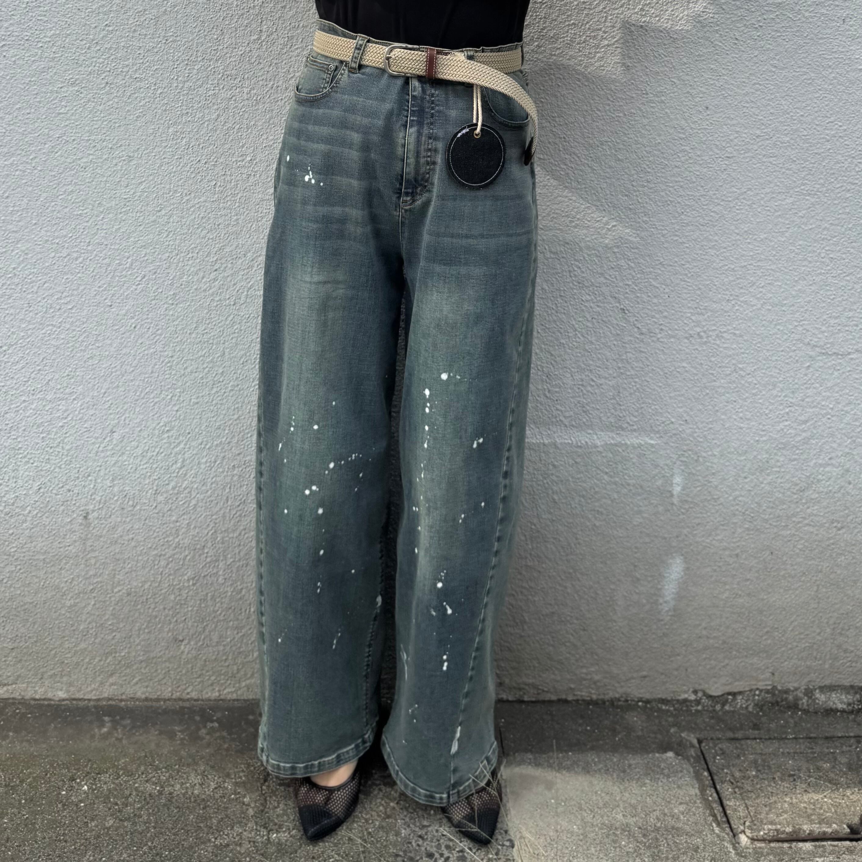 ayane】ペイント加工バレルレッグデニムパンツ 875815 アヤン | VIVONE