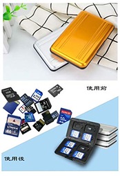 YFFSFDC マイクロ SDカード 収納 16枚 ブラック アルミ メモリー カードケース 両面 収納 タイプ SDカード収納ケース 防塵 防水 防震