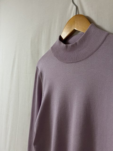 Silk Blend Pale Tone Mock Neck Sweater
