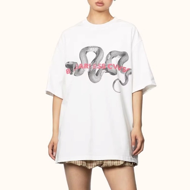 スネークグラフィックウォッシュドTシャツ 2col   R02069