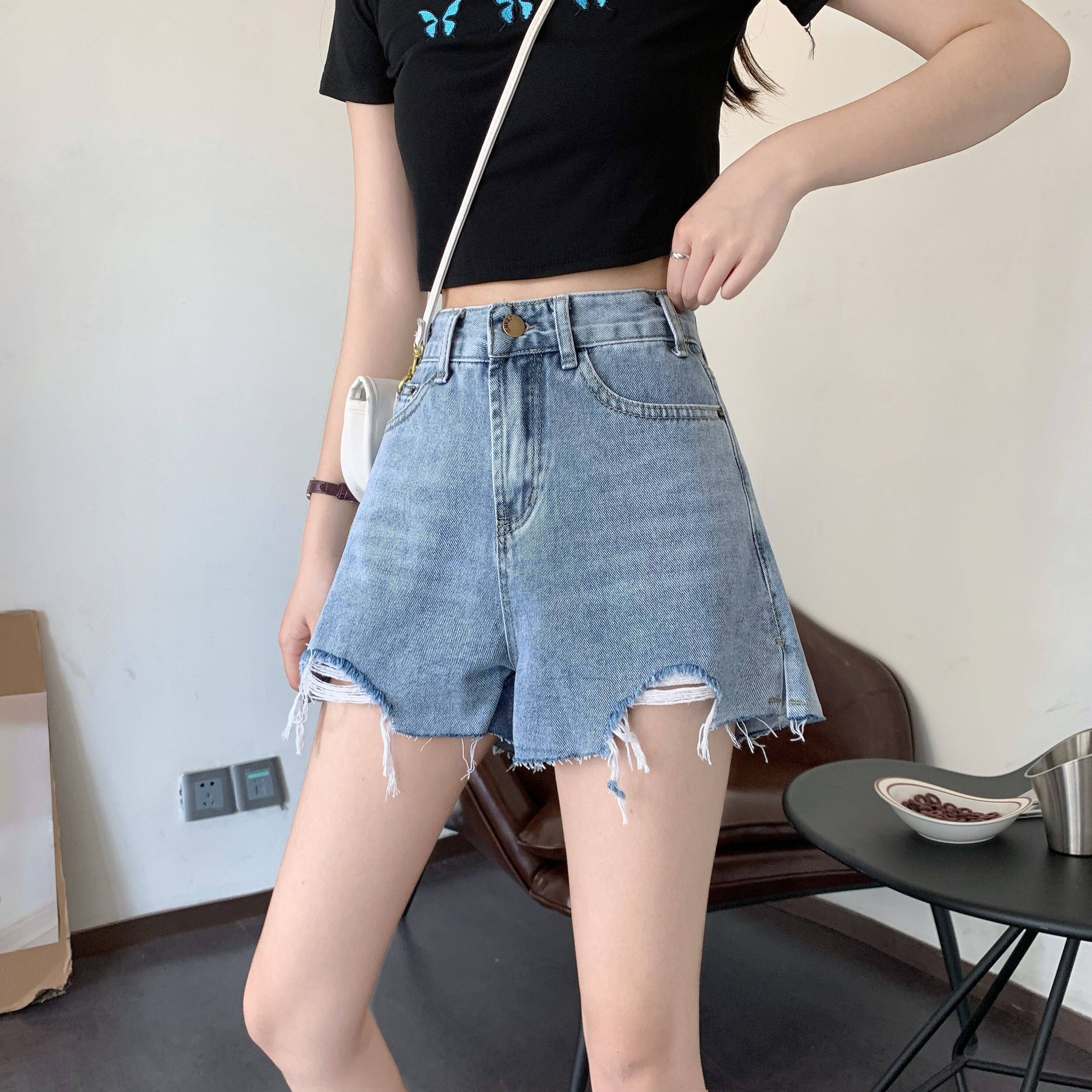 ショーツ サマールーズAラインハイウェストパンツ レッド 夏物 ブルマー クレセントシティ73139853494