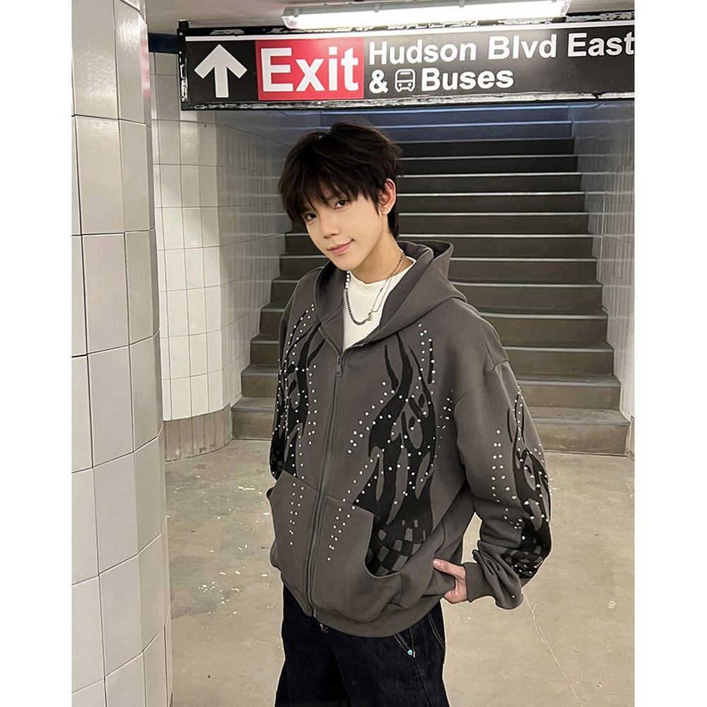 ストリート フレイム ダイヤ ジップパーカー T1890 | wshot