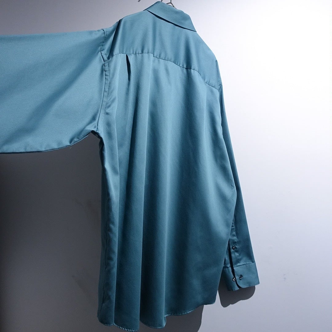 GEOFFREY BEENE” Sax Blue Color Satin Dress Shirt | 古着屋 FORCE