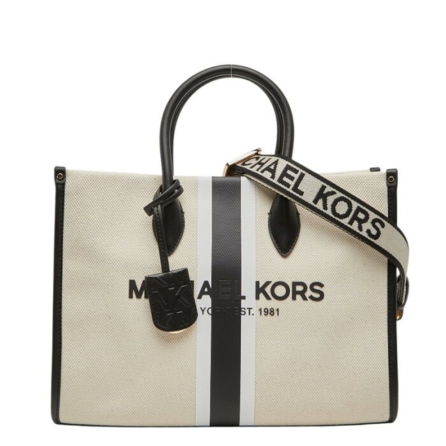 マイケルコース ミレラ ハンドバッグ ショルダーバッグ 2WAY ベージュ ブラック レザー キャンバス レディース Michael Kors 【中古】