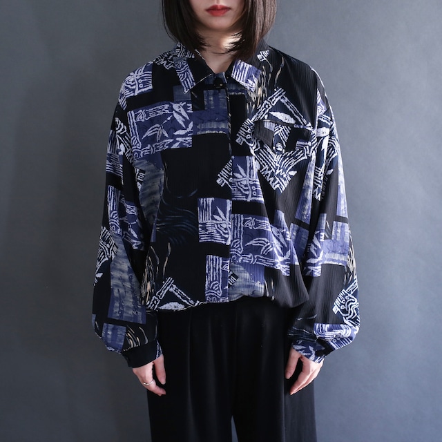  winkle fabric cold color art pattern l/s shirt