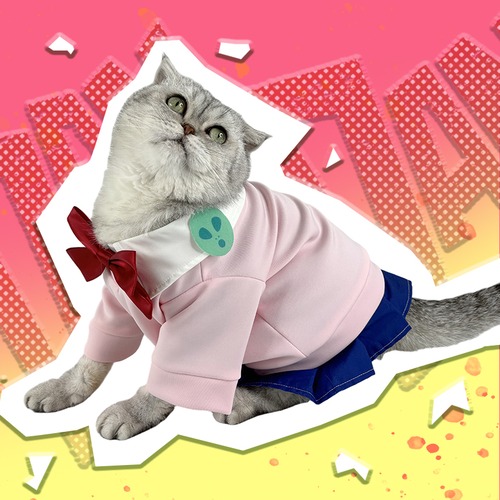 ペット用 コスプレ衣装 猫服 犬服 ダンダダン 風 綾瀬桃 モモ 制服 通常衣装 ★受注品★