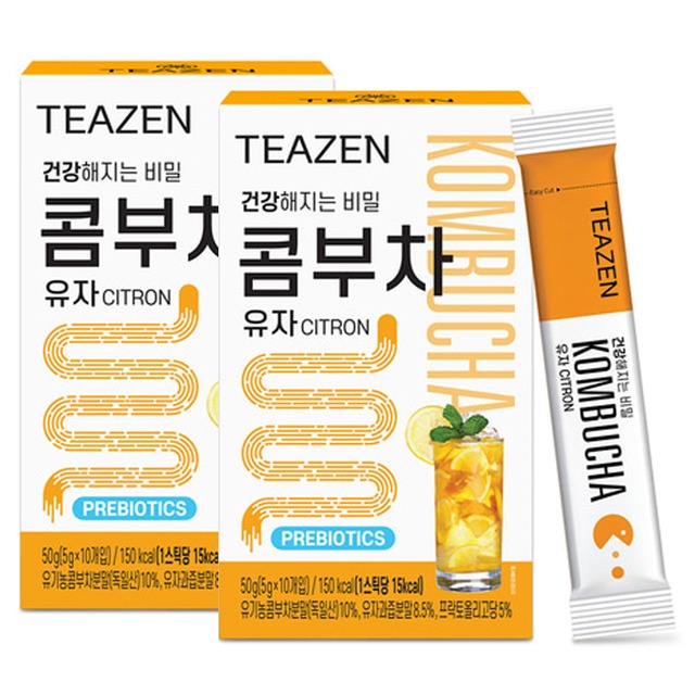 健康茶 TEAZEN コンブチャ ユズ 2箱（20包）ティーゼン KOMBUCHA 健康ドリンク 粉末スティック BTS ジョングク 柚子 インスタ映え プレゼント ギフト 正規品 国内配送