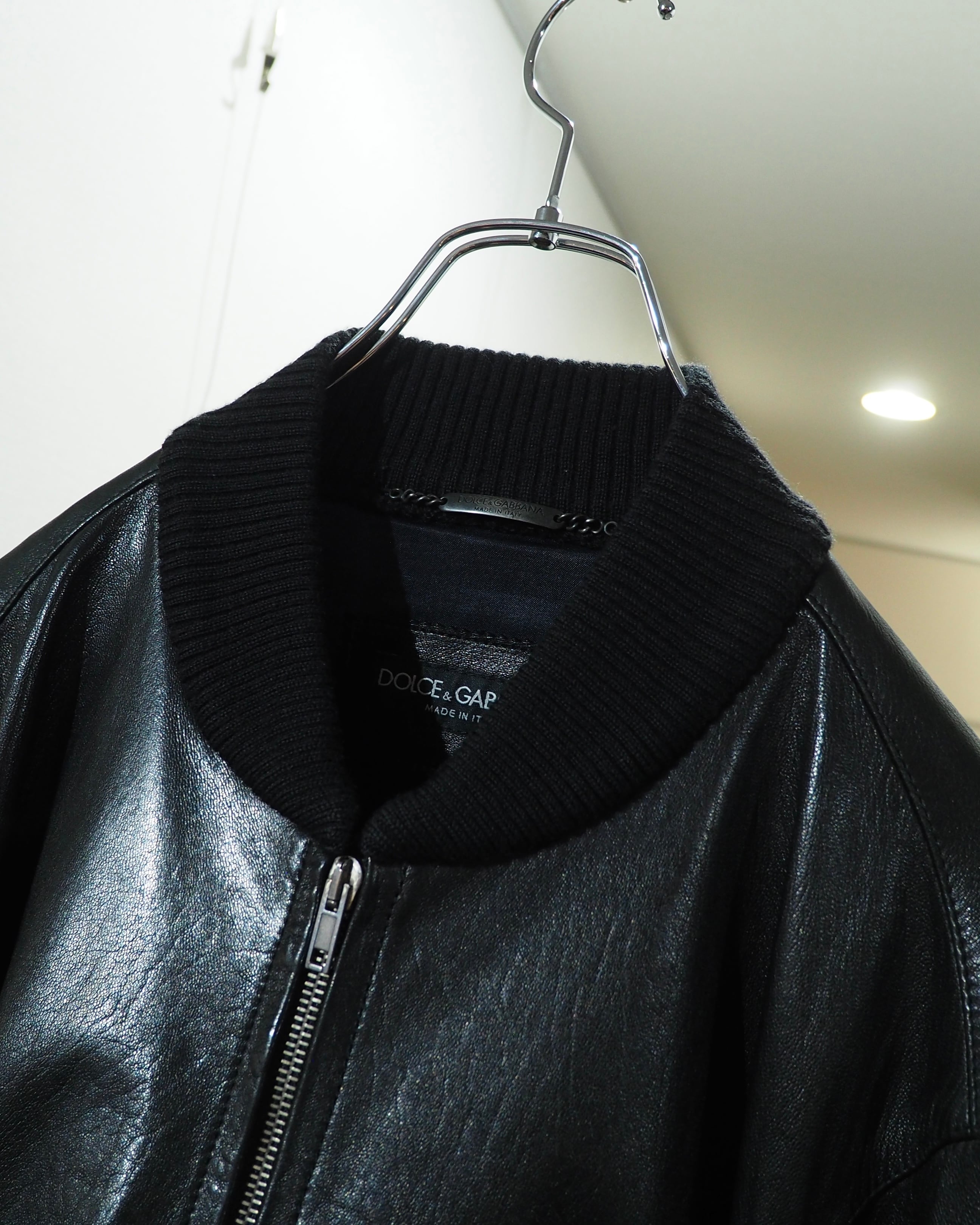 ” Made in Italy - DOLCE&GABBANA ” Special Black Lamb Leather Single Riders Jacket
