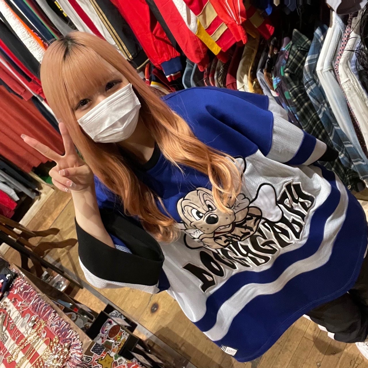 GALFY ガルフィー カラーギャング メッシュ BIG Tシャツ 青×白 | 古着