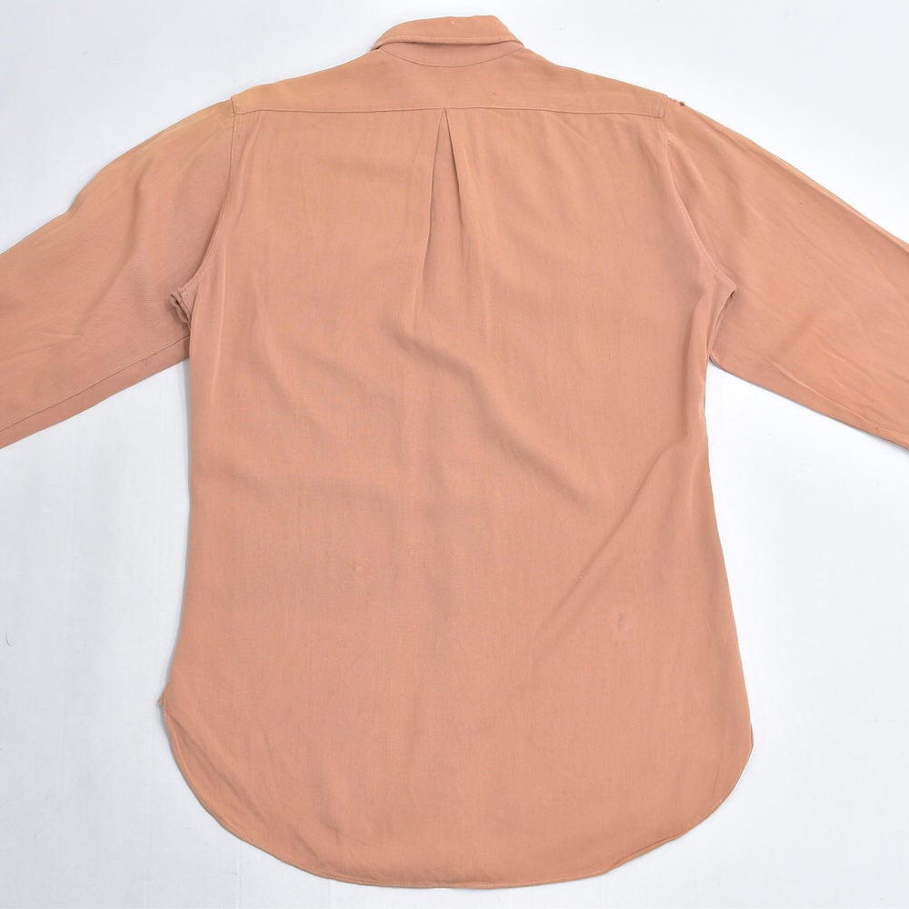 40～50s Vintage レーヨンシャツ マチ付き 長袖 ヴィンテージ ベージュ