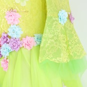 パーティドレス ワンピース ドレス グリーン系 イエロー系 ドニャヴィストーサ Da Vistosa 黄緑 黄色 花柄 レース 発表会 演奏会 パーティ ダンス ロングドレス 大人用ドレス カラフル パーティー用 コスチューム